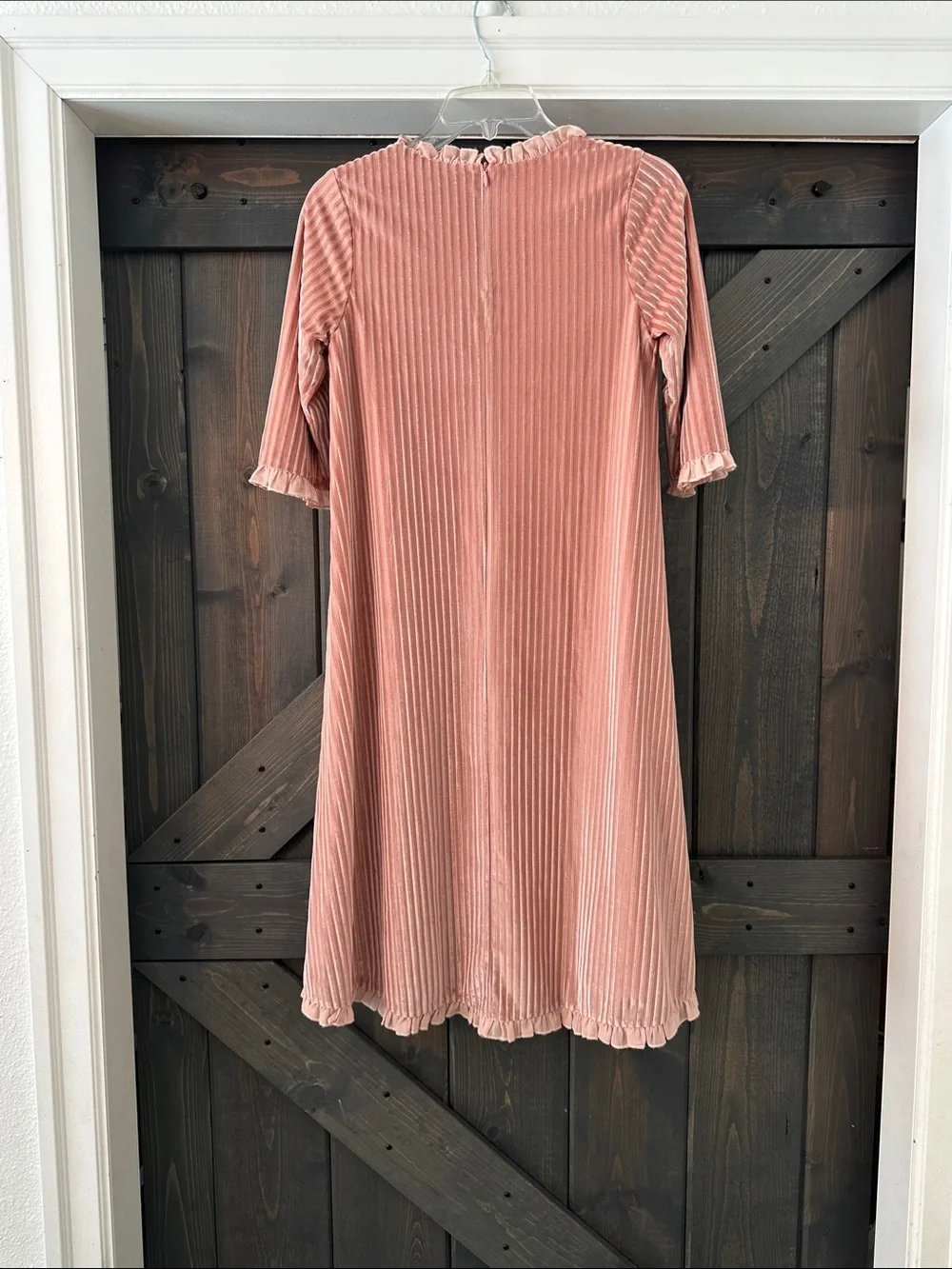 Dainty Jewells Pink Velvet Pleated Formal Dress for Girls